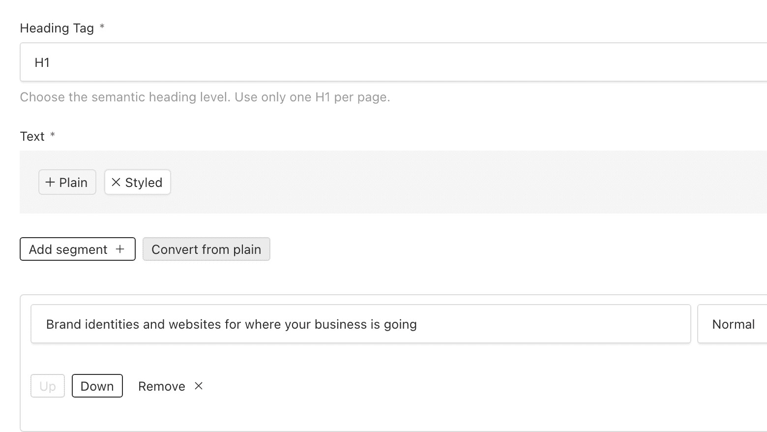 This page in its Payload admin panel.